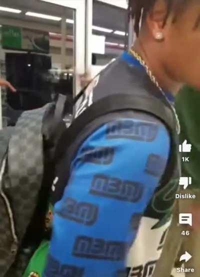 Guy arguing in a shop get told to go outside and 1 of the dudes ends up getting knockout and head goes through the glass door