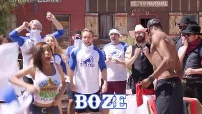 Boze flashes the camera