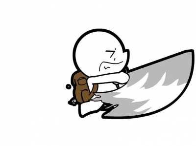 The whole game is based in your brain, so he manifests a psychic sword. What ya think?