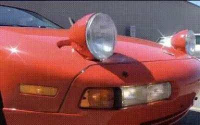 These car lights popping on different old cars