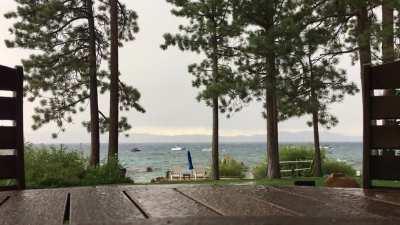Rain, thunder, and light hail in East Lake Tahoe. It’s my first thunderstorm, I’m way too exited!