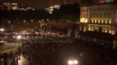BBC reporting on DPRK (North Korea) overlaid on queen funeral procession