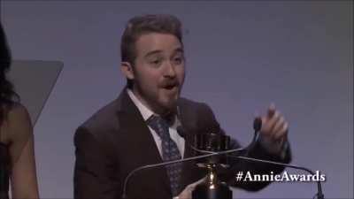 That time Alex Hirsch accepted an Annie Award for Gravity Falls while very drunk!