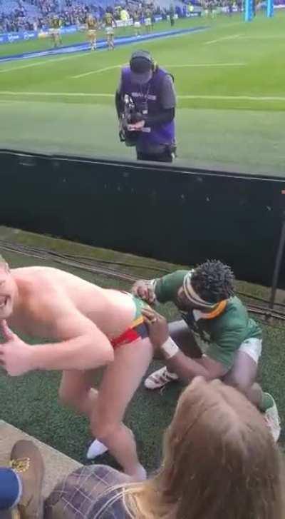 Getting your favorite player to sign your underwear, awesome. Getting a little slap on the bum, priceless.