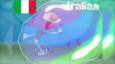 Squidward screaming in 24 languages