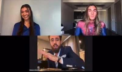 Guys (Stevens) Friend is covering for him at an important meeting work.