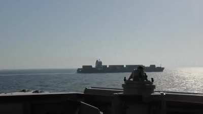 US military releases footage of the Iranian-flagged vessel TOUSKA being intercepted and engaged by the USS Spruance