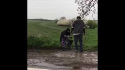 Couple are caught fly tipping and made to pick it up