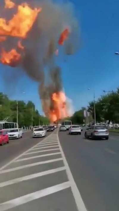 Another angle of the gas station explosion in Volgograd today