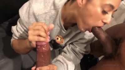 Sapp out here slobbin on two dicks