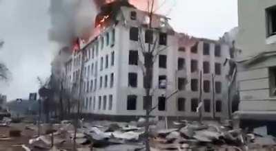 Aftermath of bombing in Kharkiv last night