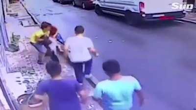 This 17 year old teen in Turkey catches a 2 year old girl after she fell out of a window.