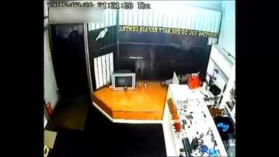 Pakistani robber tries out his sneak +2 skill in a shop full of Hand To Hand +3s