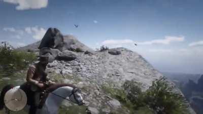 On this mission while riding with Rains Fall if you wear a mask mid conversation Rains fall actually notices it and makes a comment and Arthur's reply is very interesting. The amount of details this game has makes me appreciate it more and more each day.