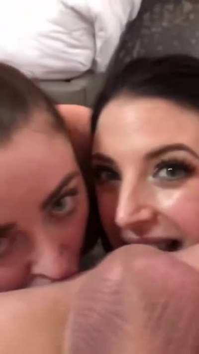 Sophie Dee & Angela White rimming a guy