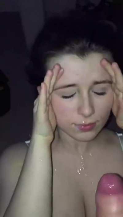 She got sprayed with it!