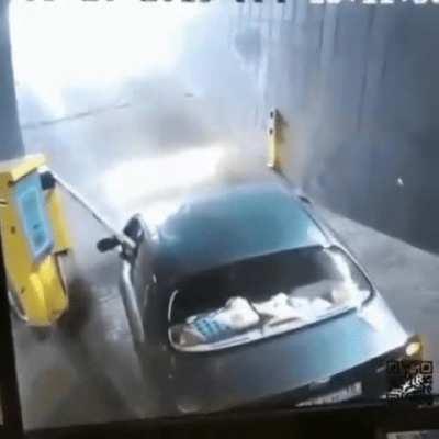 Backing up through a lowered gate