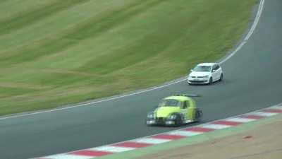 Man Drives His Girlfriend's VW Polo Onto A Live Racetrack
