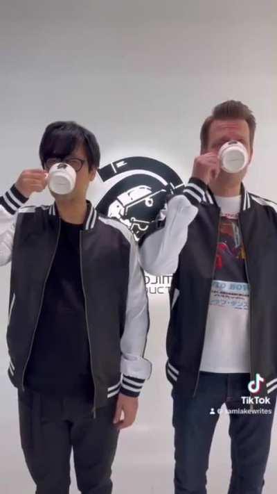 Sam Lake drinking Coffee with Hideo Kojima
