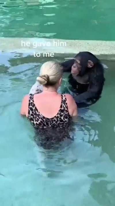 The monkey's actions are so warm