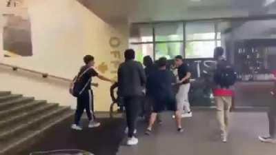 Teen student fights other wheelchair bound student