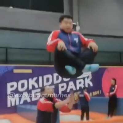 Letting your friend bounce you as a ball