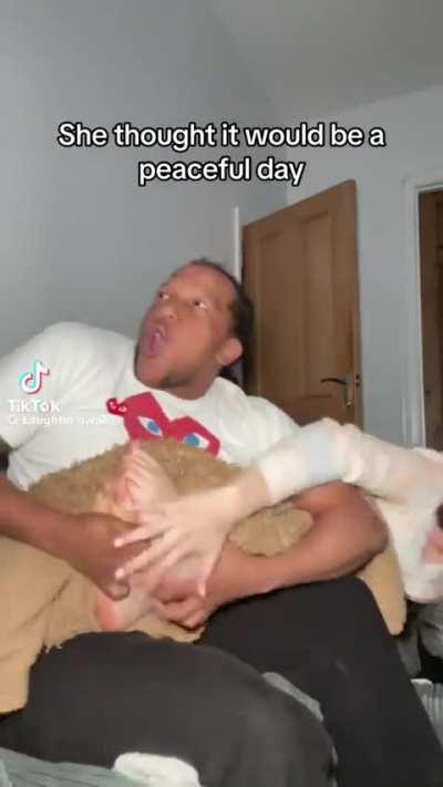 Boyfriend tickles girlfriends feet