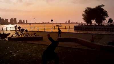 Bull Maguire retrieves kids basketball...