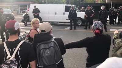 Karen gets arrested after assaulting protester in San Jose, CA 5/31, found this in my camera roll