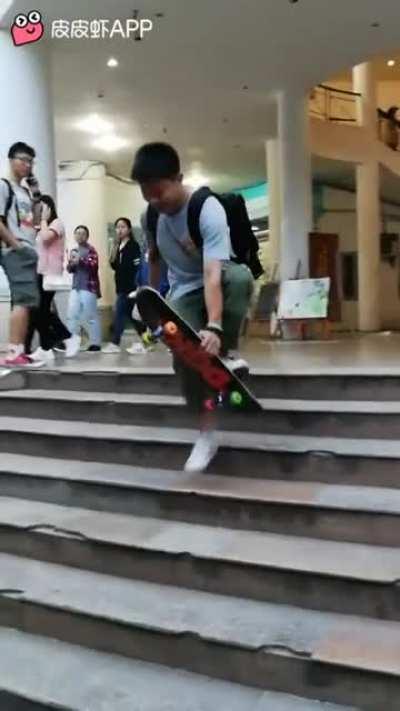 Crazy skateboard trick