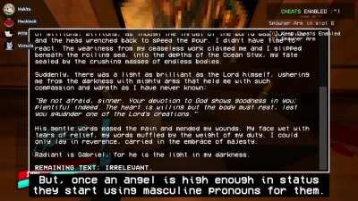 Some very important parts of the dev stream (made by @canon-gabriel-quotes on Tumblr) 