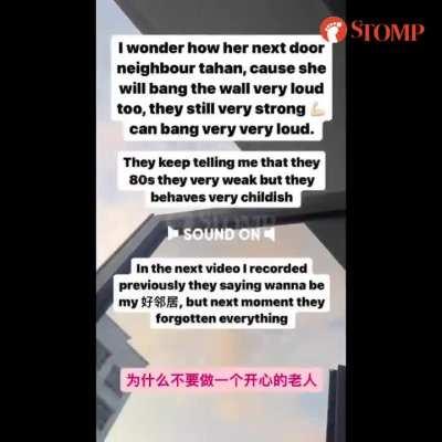 Woman's neighbours below keep banging on ceiling, one threatened previous resident with chopper