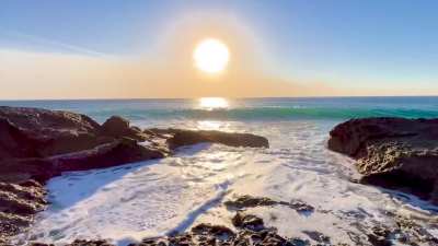 Windy, Wavy Laguna Beach sunset, Sea Cave Reef