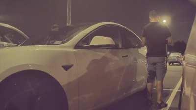 Guy urinate on my Tesla. P.S.-he also own a Tesla.
