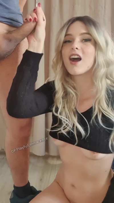 Do I look cute while I stroke his cock😇💕