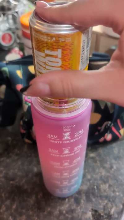 Water bottle and a can