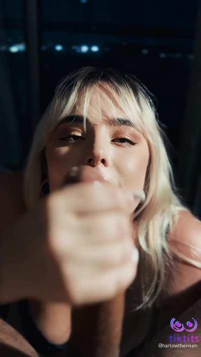 showing off her suction skills