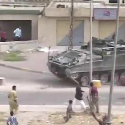 Here's how the Iraqi people greeted the British army when they rolled into Basra on the 21st of March, 2003.