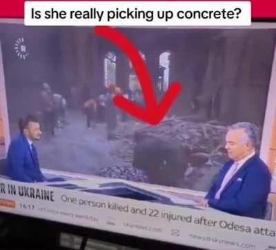 UKRAINE - Superwomen clears up chunks of broken concrete, as if they were simply bits of foam board ..

… oh

Question everything 💥