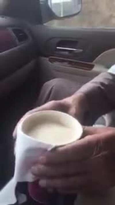93 yo man tries cappuccino (capashtini?) for the first time
