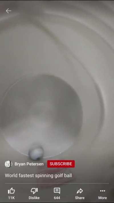 Golf ball spinning really fast