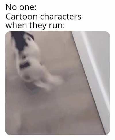 The signature cartoon run