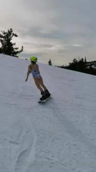 Just a girl snowboarding