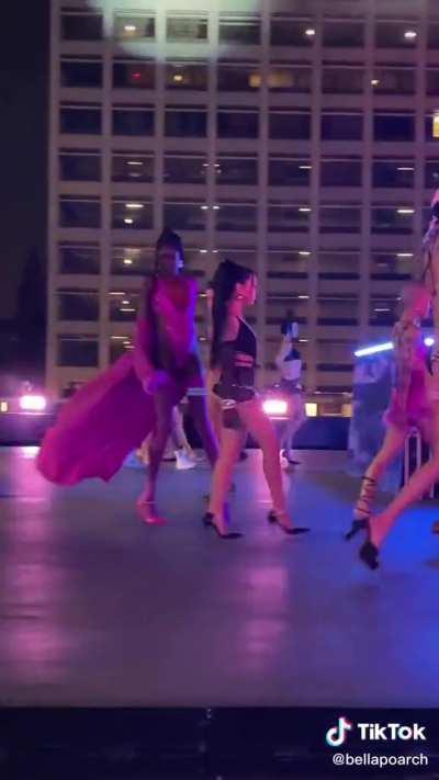 Sexy outfit and booty on catwalk