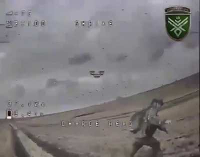 Final moments of encounter between FPV drone and Russian soldier