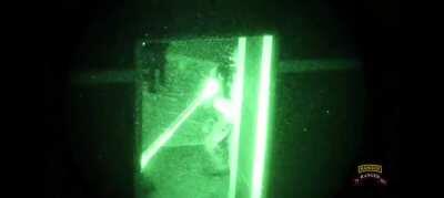 Super short clip showing a 75th Ranger Regiment entry under NODs