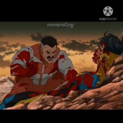 Omni-man dandole a los factores