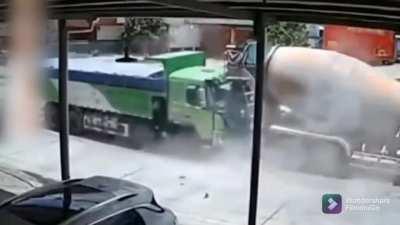 Green truck lost its brake