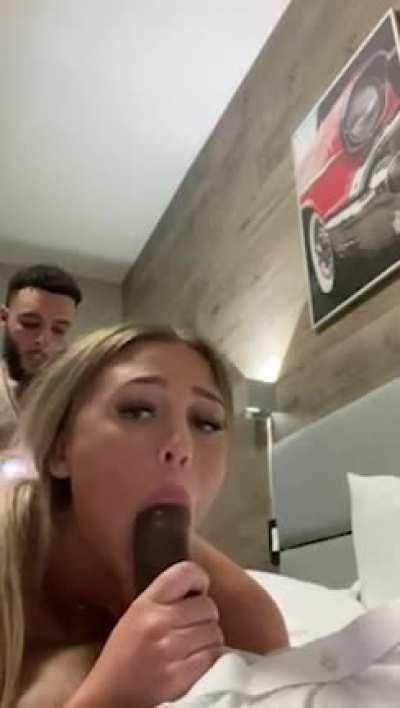 two friends enjoying a pretty horny girl after clubbing