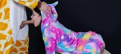 Gagging from a deep throat, because his cock is huge - Kate Koss